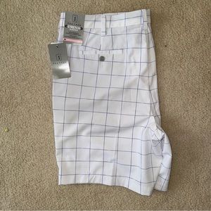 PGA Tour Active Waistband Golf Shorts | Bright White with blue | Size 40 | NWT